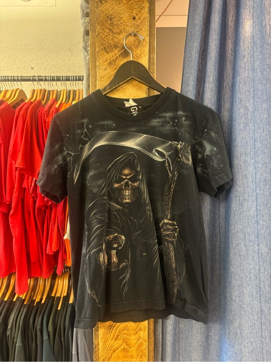Vintage Other - Vintage all over print Graphic Black Grim Reaper Short Sleeve Tee